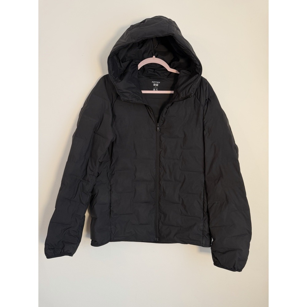 Uniqlo Pufftech Parka Jacket Mens M Black Water Repellent Puffer Lightweight
